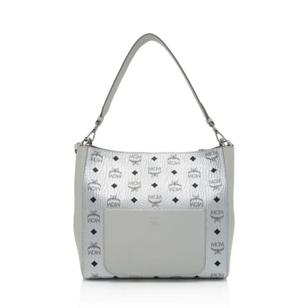 NWT MCM Metallic Visetos Leather Aren Medium Hobo